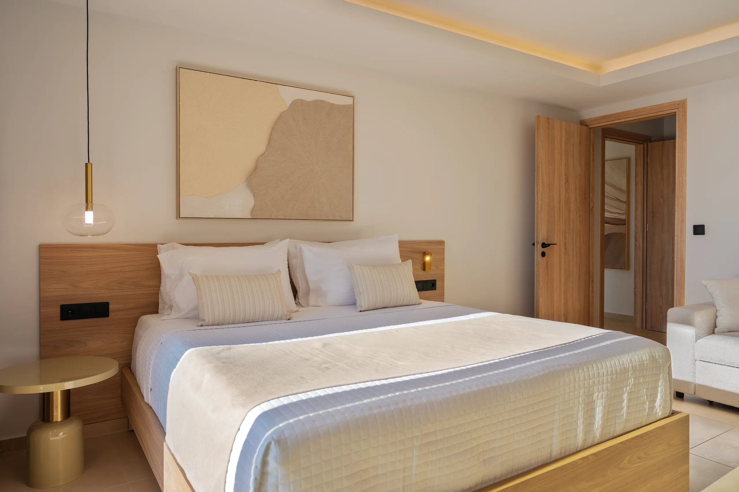 Right Crete bedroom five with timber details and soft daylight