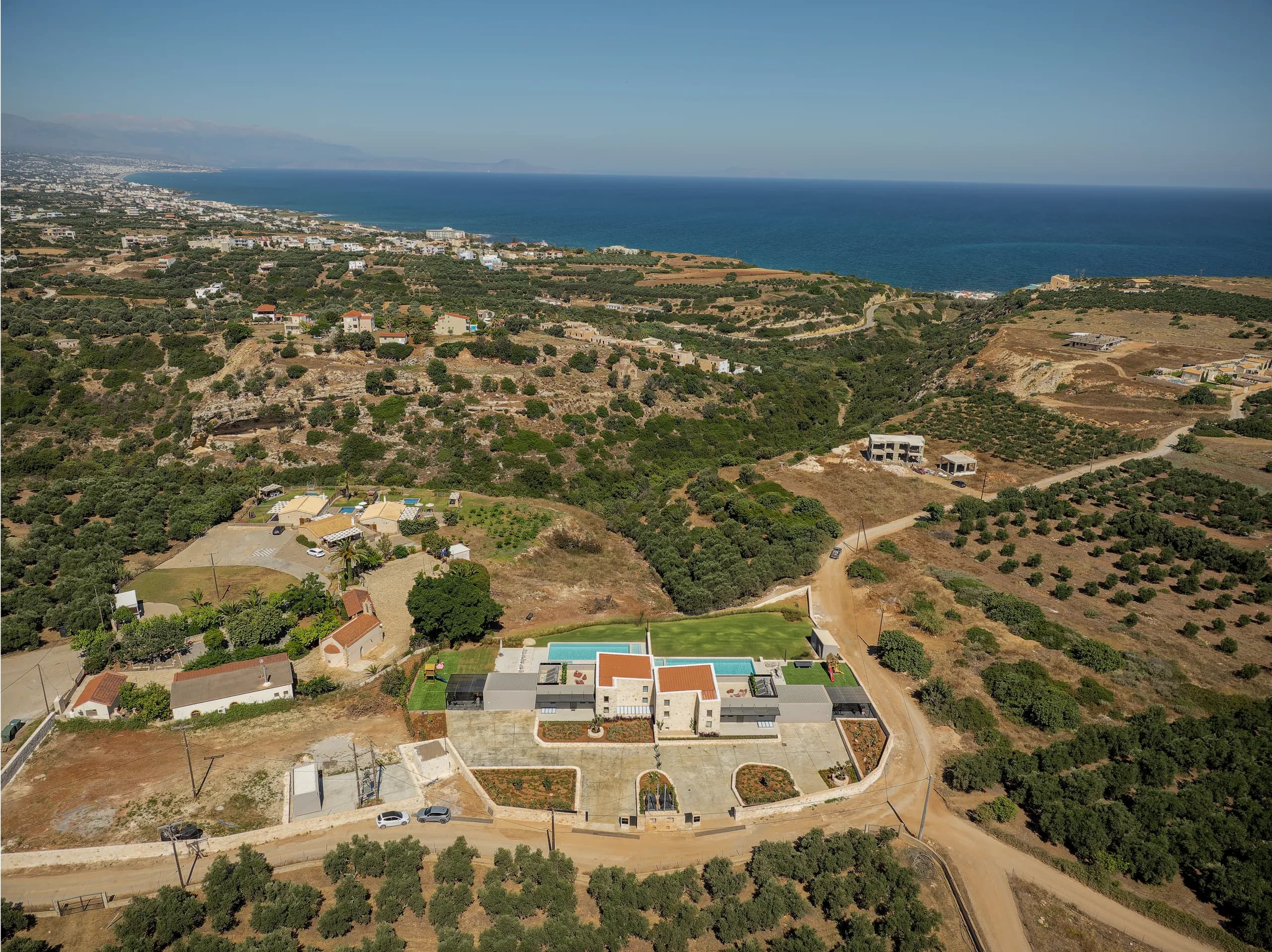 The Twin Villas among olive groves near the Cretan Sea and Rethymno
